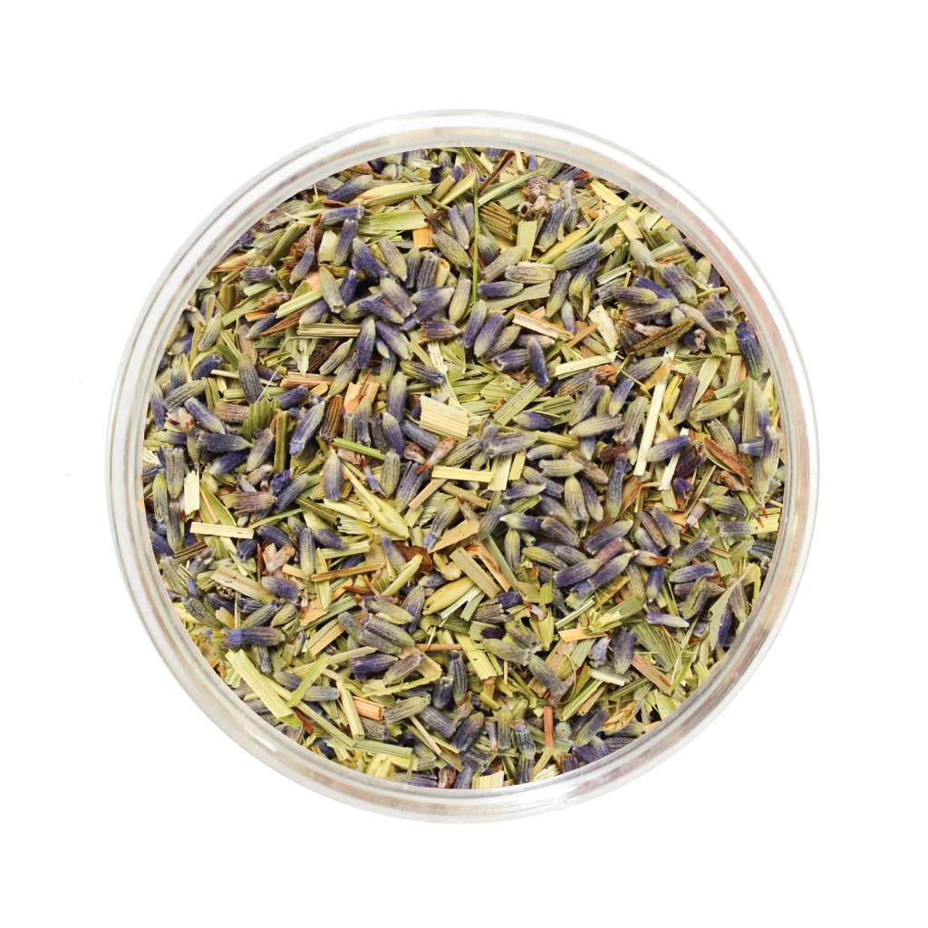 Mélange de tisane de lavande de Les thés FloralTea gourmet et santé fait à la main au Québec avec des plantes médicinales pour aider à soulager le stress et à calmer tension, irritabilité et migraine d’origine nerveuse. Végétalien, ingrédients naturels, biologiques ou sauvages, vrac ou sachet compostable.