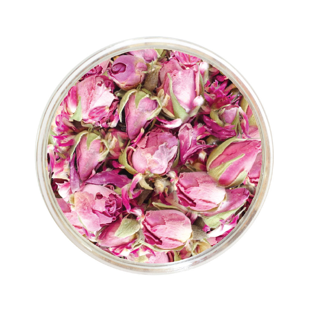 Mélange de tisane de fleurs de rose de Les thés FloralTea gourmet et santé fait à la main au Québec avec plantes médicinales pour les soins de la peau (acné, eczéma, rides…), des sautes d’humeur, bouffées de chaleur et règles douloureuses. Végétalien, ingrédients naturels, biologique ou sauvages,, vrac ou sachet compostable.