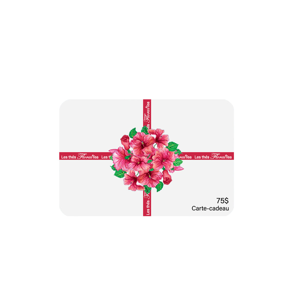 Carte cadeau virtuelle les thés FloralTea pour acheter tisanes de fleurs gourmet et santé fait à la main au Québec