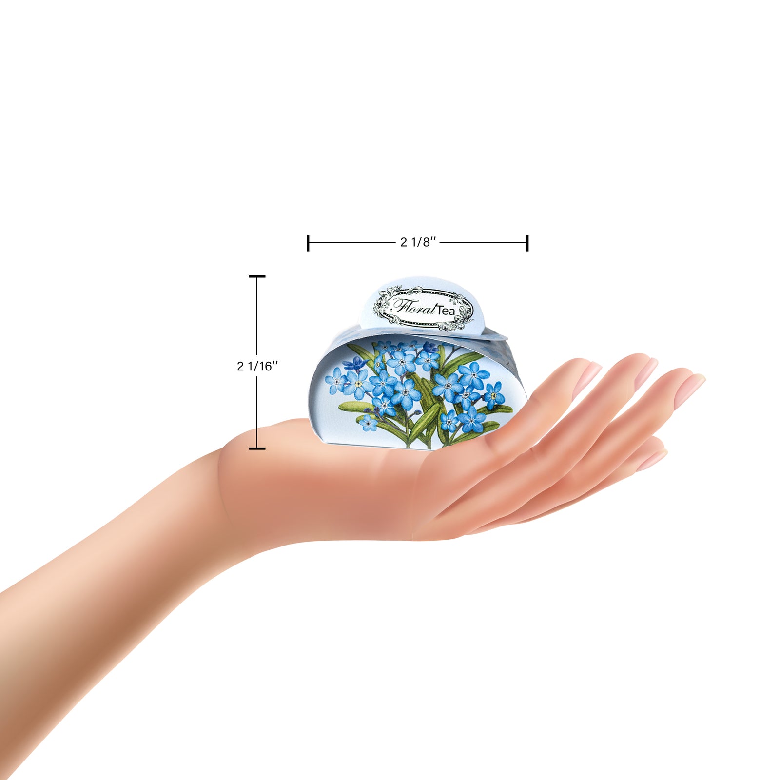 idée cadeau réception, mariage et bonbonnières, ballotin événementiel de 1 sachet de tisane de fleurs de Les thés FloralTea gourmet et santé fait à la main au Québec de Myosotis, Rose, Mauve des bois, Tilleul, Oranger et Tournesol